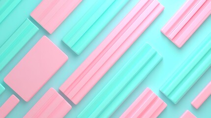 Abstract composition of pastel colored geometric shapes creating a modern minimalist background for creative projects