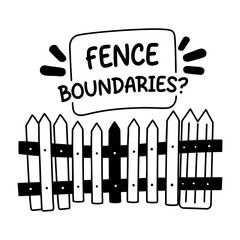A glyph sticker of a colourful fence with boundaries typography 