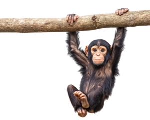 playful monkey hanging from tree branch, showcasing its energetic spirit and curiosity. This adorable creature captures joy of nature and beauty of wildlife