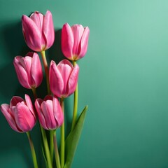 Fototapeta premium Pink tulips with subtle, soft color variations, blooms, flowers