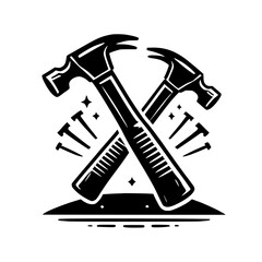 Crossed Hammers and Nails: A Vintage DIY and Home Improvement Symbol