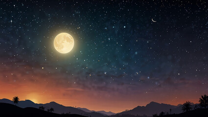 Ramadan night view with moon