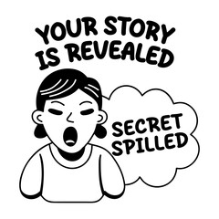 A glyph sticker of a girl with sacred spilled typography 