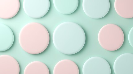 Abstract pastel circles arranged on a soft green background for modern design and artistic inspiration