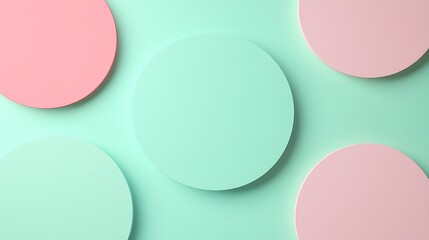 Obraz premium Abstract pastel circles on a light mint background creating an artistic and modern design for creative projects