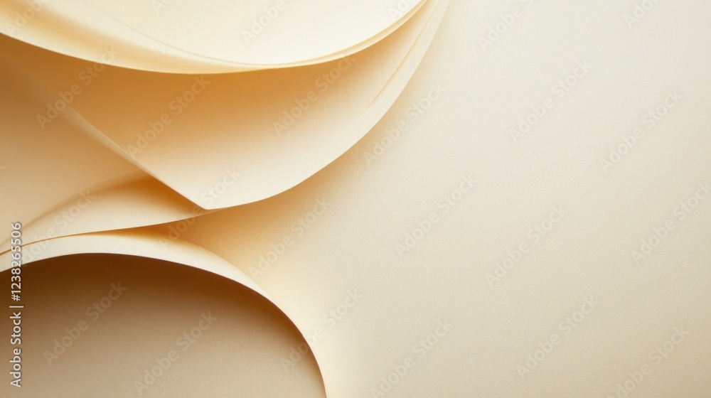 Poster Gentle curves of beige paper create a serene and artistic composition, showcasing the beauty of simplicity while inviting the viewer to appreciate texture and form