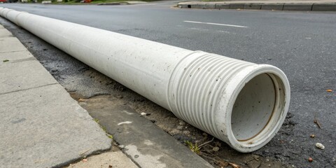 Isolated plastic sewer pipe on a gray background, plumbing supplies, plastic pipe