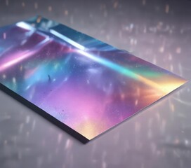Shimmering holographic paper with light reflection, colorful outlook, holographic sheet