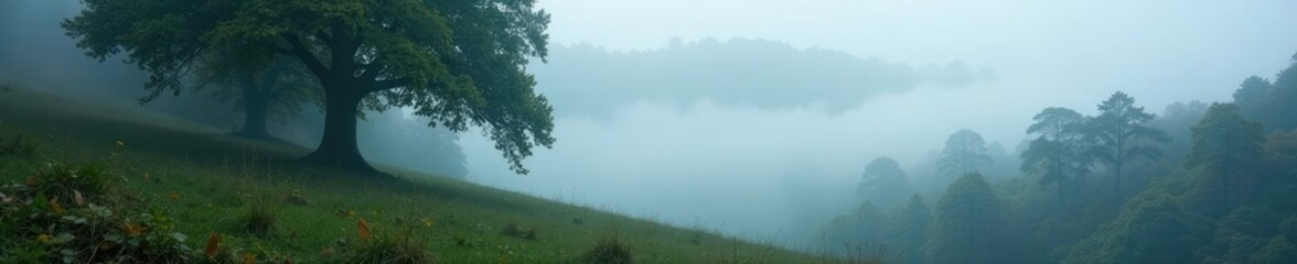 Fog shrouds ancient trees in the heart of the Carpathians, trees, misty, wilderness