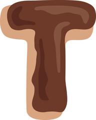 Chocolate Dipped Donut Alphabet T Dessert Vector