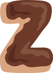 Chocolate Dipped Donut Alphabet Z Dessert Vector