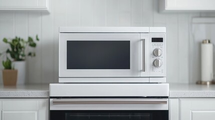 Obraz premium White microwave oven in modern kitchen