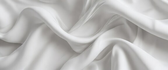 Obraz premium Soft flowing white fabric background with abstract swoosh curves, artistic, textured, exquisite, fluid, gentle