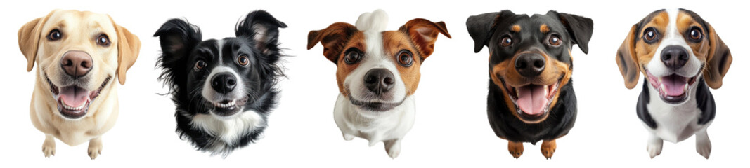 PNG Adorable dogs smiling happily set, isolated on transparent background