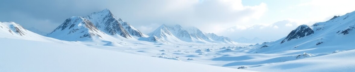 Obraz premium Frosty snow-covered hills in the Antarctic wilderness, frozen terrain, hills, landscape