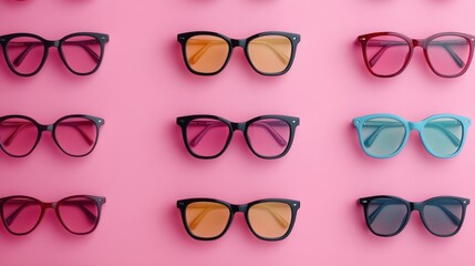 Pink background sunglasses colorful pattern eyewear shop