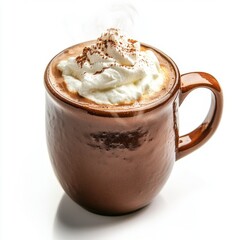 Obraz premium A rich, steaming cup of hot chocolate topped with whipped cream and chocolate shavings, perfect for cozy moments.
