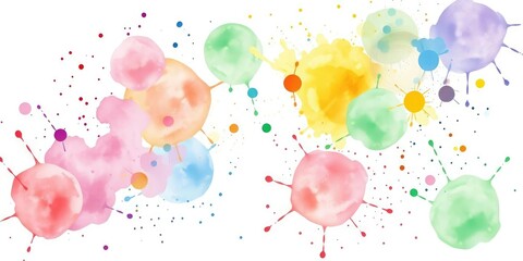 Fototapeta premium Splashing watercolor colors against a white background, creating a vibrant and playful effect, abstract art, artistic expression, splashy