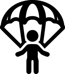Stick man parachuting sign, symbol, vector, art