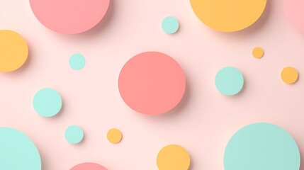 Colorful Circles and Dots on Soft Pastel Background for Modern Design and Creative Projects
