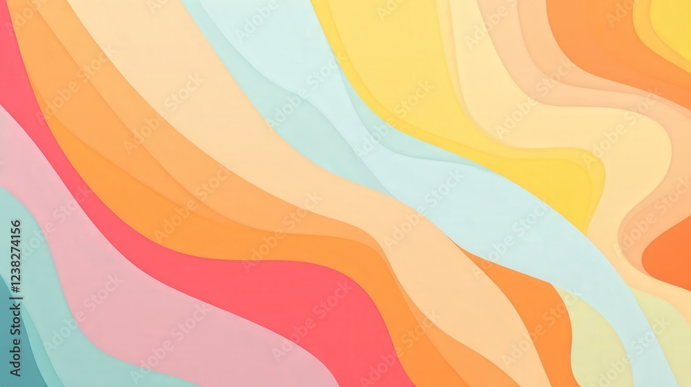Poster vibrant abstract wavy pattern with soft colors and dynamic flow ideal for modern designs and creativ