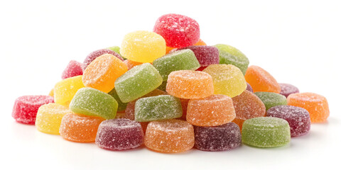 Vibrant Pile of Colorful Jelly Candies Isolated for Sweet Treats