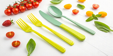 Set of Plastic Fork, Knife, and Spoon for Picnics