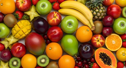 Vibrant Fresh Fruit Background Colorful Summer Produce
