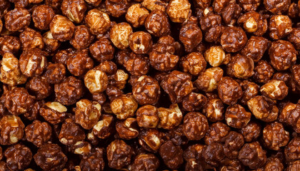 Fototapeta premium Closeup of chocolate flavor popcorn texture background