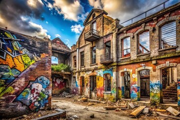 Fototapeta premium Abandoned Building Grunge Decay Graffiti Urban Exploration Photography