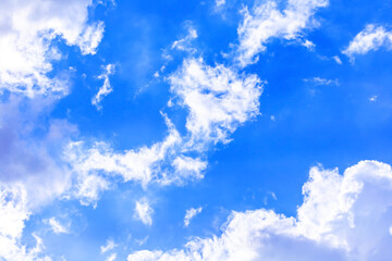 Sky and clouds of various shapes on a bright summer day 