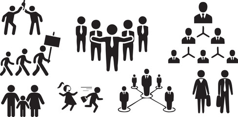 group of silhouettes group of people vector illustration