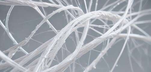 Scientific visualization of collagen triple helix architecture with fibrils and fibers on white surface, moisturizing, regenerative medicine