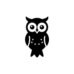 Black and White Owl Icon: A Simple and Elegant Vector Graphic Design