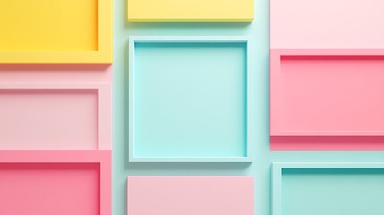 Fototapeta premium Colorful Geometric Background with Empty Frames for Art, Design, or Photography Display Ideas