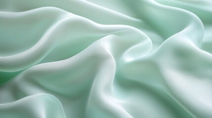 Obraz premium Delicate mint fabric flows effortlessly, capturing soft light and creating a serene atmosphere. The gentle waves invite touch while emanating tranquility, perfect for elegant decor