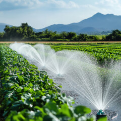 Naklejka premium Smart irrigation computer in the field.