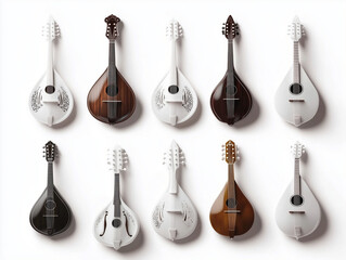 Icônes de banjos en 3D sur fond blanc