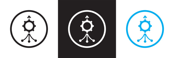 Consolidation icon  set. Merge symbol. Simple consolidate abstract icon in black, white and blue symbol for website design, app, UI. isolated on white and black background. vector illustration. EPS 10