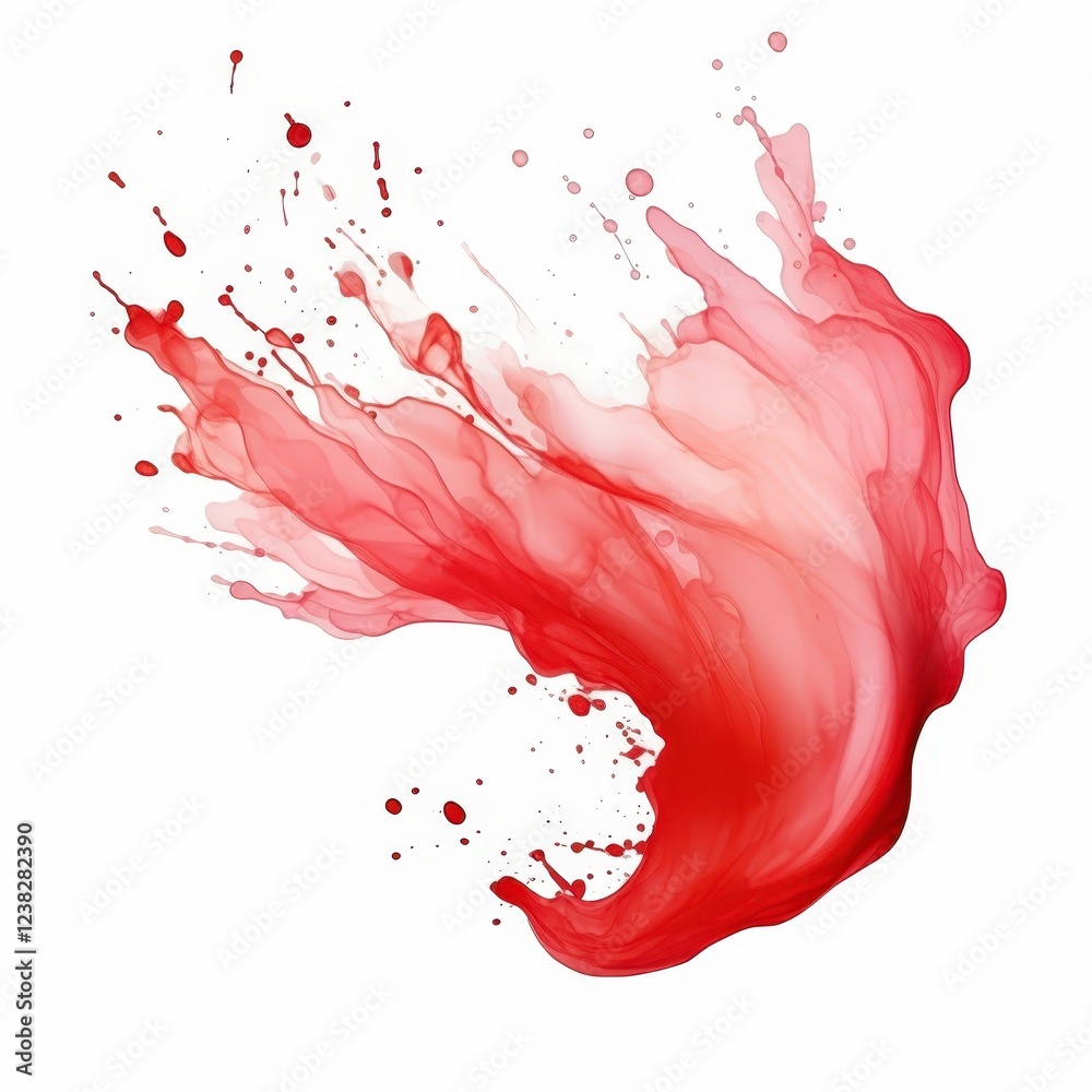 Poster dynamic red splash of paint with fluid movement and vivid color details captured in abstract style f