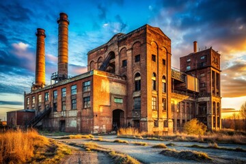 Abandoned Silesian Power Plant: Minimalist Brick Ruins, Historic Industrial Landscape, Poland
