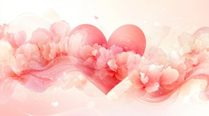Pink heart floral wave design, romantic background, Valentine's greeting card
