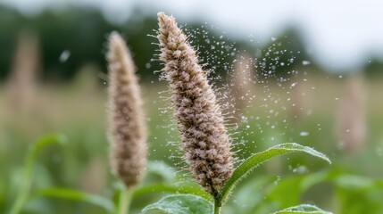 Pollen dispersal from plant in field
