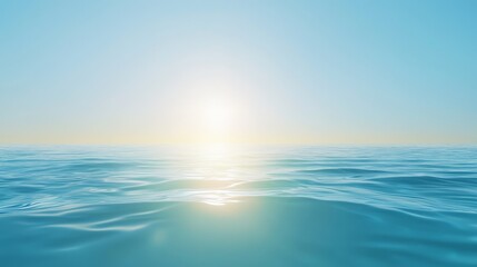 Fototapeta premium Vast blue ocean with sparkling sunlight reflection, serene seascape for tranquil escape