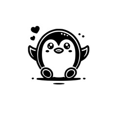 Adorable Cartoon Penguin Illustration: Cute and Happy Animal Character Design