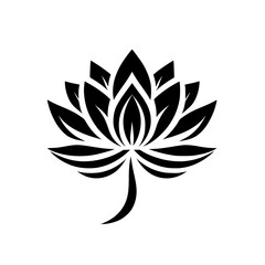 Elegant Black and White Lotus Flower: Simple Floral Design, Nature-Inspired Botanical Art, Minimalist Vector Graphic