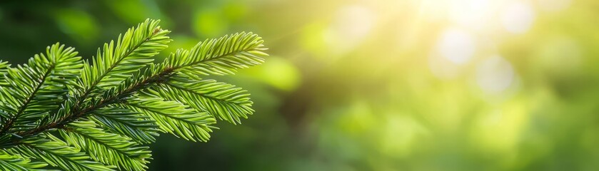 Fototapeta premium Magnificent closeup, exploring the intricate details of a vibrant pine tree branch in nature