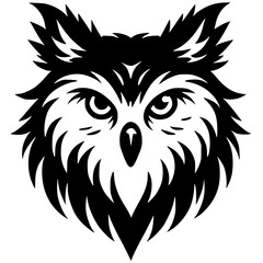 Silhouette of a combination of owl and wolf faces