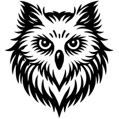 Silhouette of a combination of owl and wolf faces