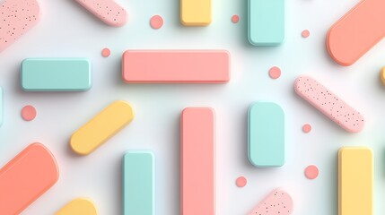 Colorful Geometric Shapes on a Light Background with Soft Shadows for Modern Design and Creative Projects